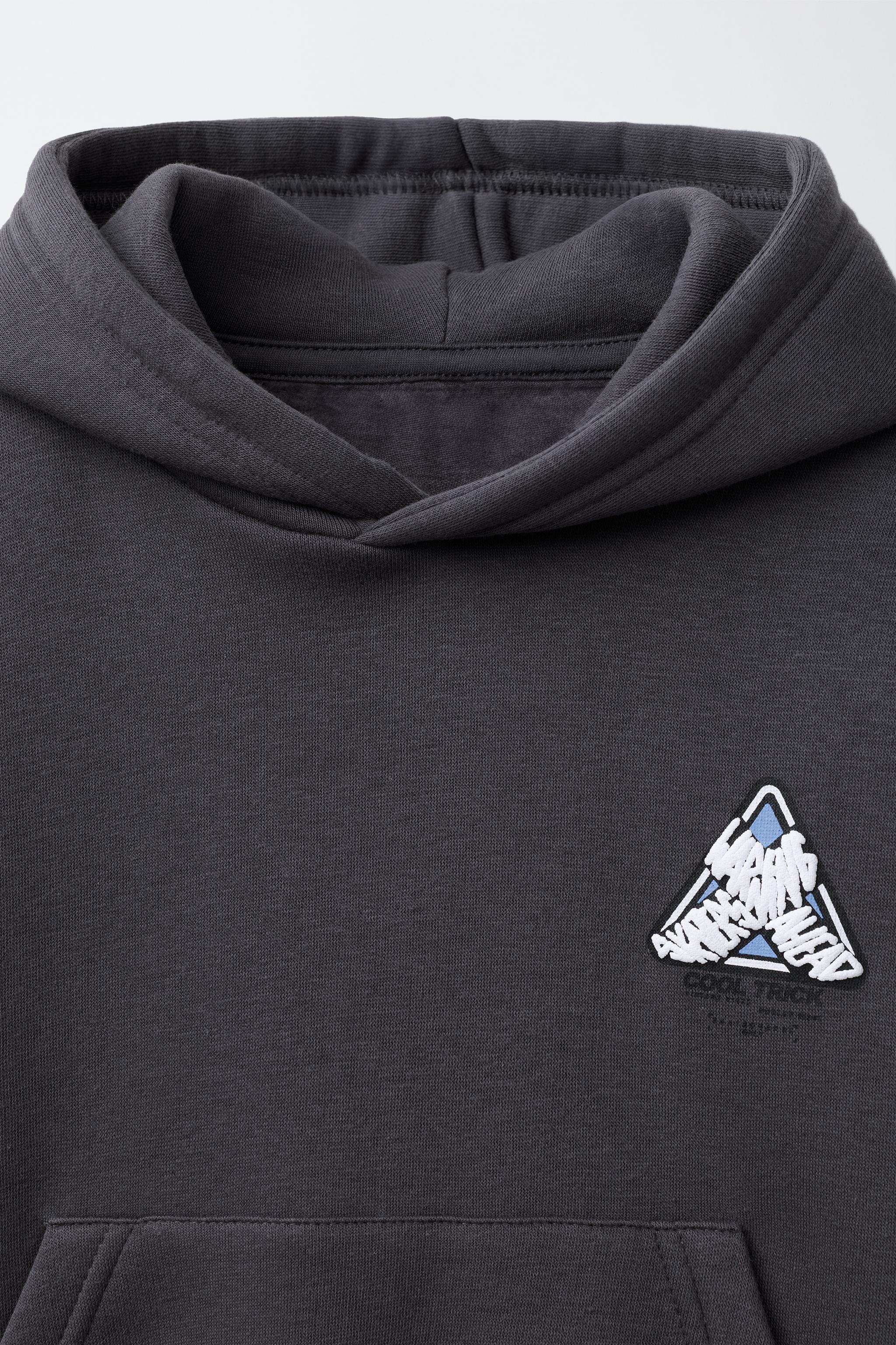 RAISED PRINT HOODIE SWEATSHIRT